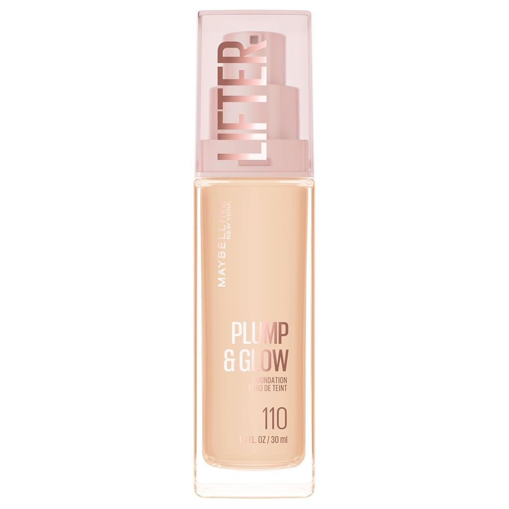 Maybelline Lifter Plump & Glow Foundation, Liquid Foundation với 2% Niacinamide + Hyaluronic Acid, T
