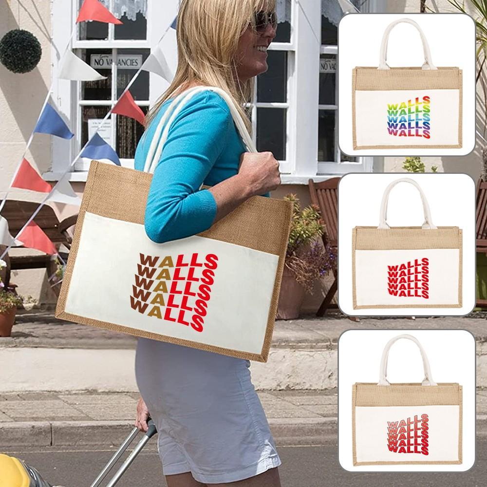 Jute Bag Handbag Linen Bag Sacks Jute Imitation Sacks Linen Bags Women Shopping Bags Tote Laminated 