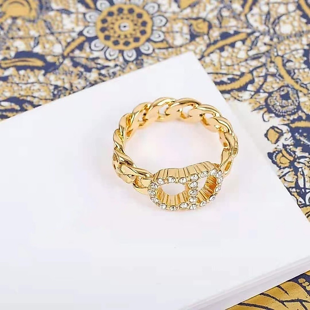 2025 MỚI CD LETTER RETRO GOLD ROPE RINGS