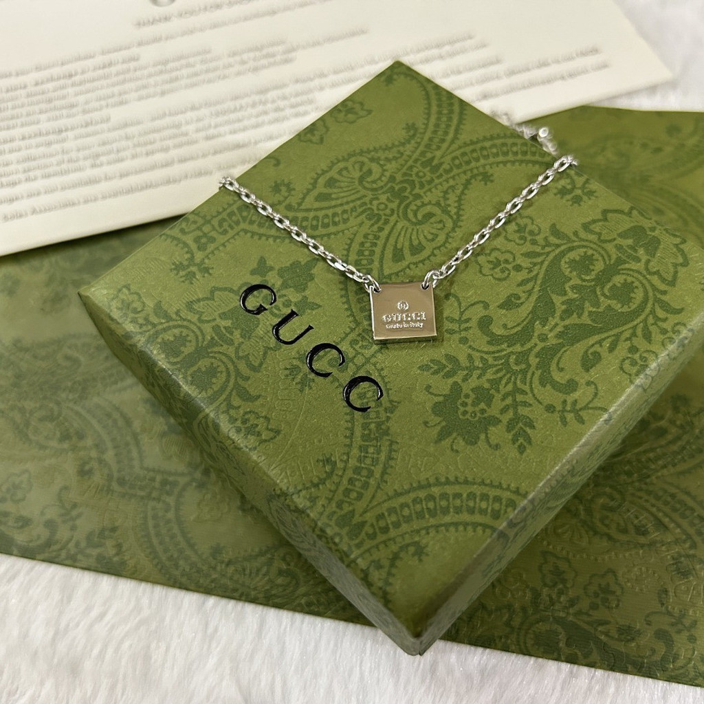 JFZJ GG Ancient Home  925Silver necklace 方牌双扣项链 时尚气质项链