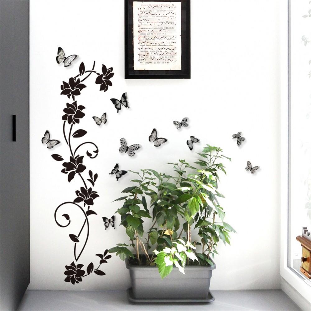 [DOLLDOLL-VN]Black Vine Wall Sticker Bedroom Cm PVC Removable Wall Sticker Package Content