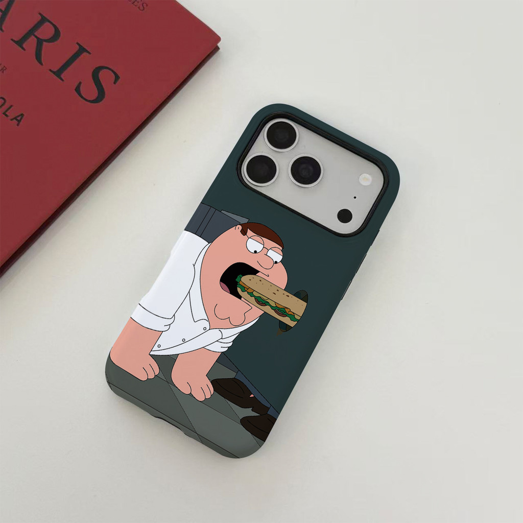 Xanh đậm Ngộ nghĩnh Peter Griffin Sandwich Family Guy Meme Cartoon Guy Eating Burger Humor Phone cas