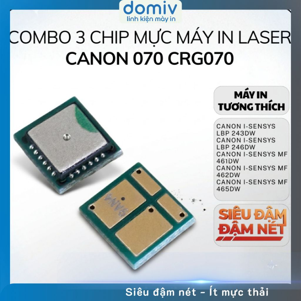 Combo 3 Chip Mực Máy In Laser Canon 070 CRG070 Cho Canon LBP243DW LBP246DW LBP247DW MF461DW MF462DW 