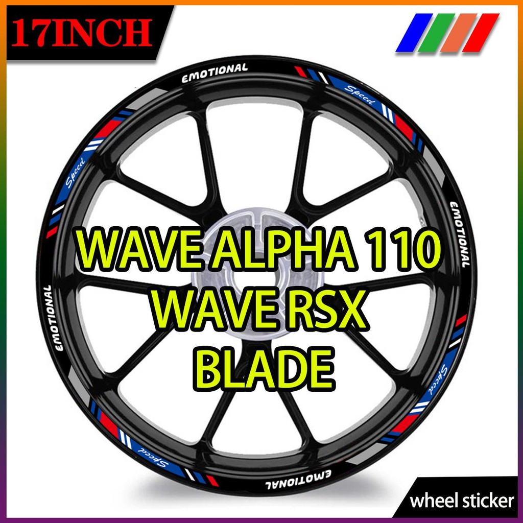 Honda Wave Alpha 110 Wave RSX Blade xe máy 17 inch bánh xe nhãn dán bánh xe sửa đổi vành lốp cạnh mà