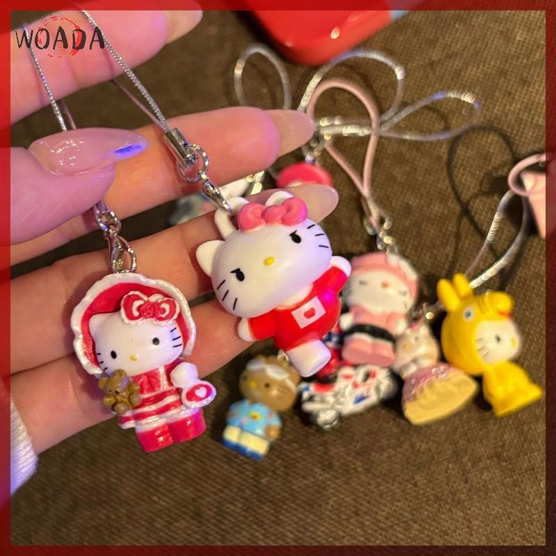 WOADA Hello Kitty Hawaii Móc Khóa Hello Kitty Charm Mặt Dây Chuyền Móc Khóa Trang Sức Cho Bé Gái Nữ 