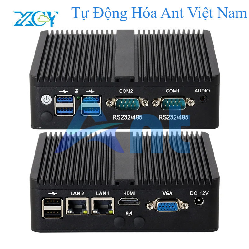 XCY Intel Celeron công nghiệp IOT Mini PC j6412 j4125 J1900 2X Com RS232 RS485 2X Gigabit Ethernet h