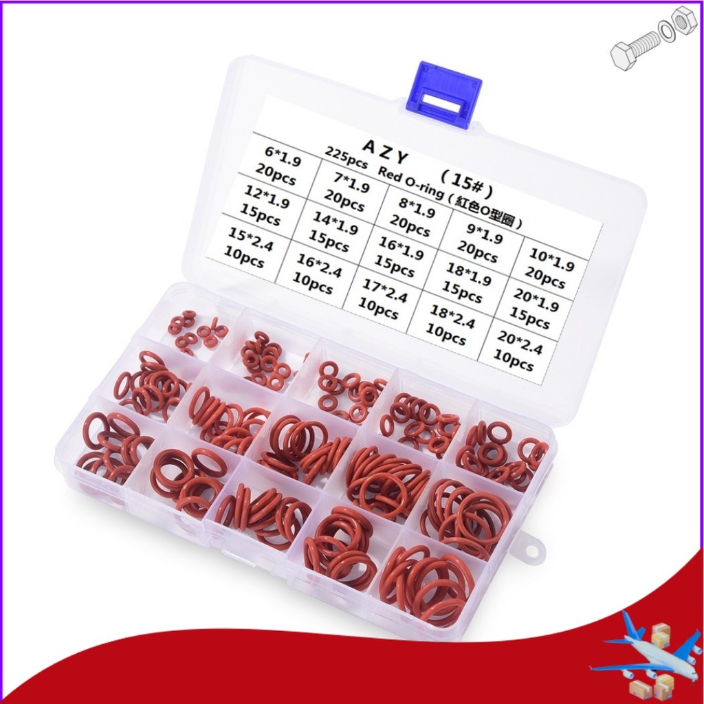 225 CÁI Vòng chữ O, bộ vòng đệm silicone cao su vòng chữ O 【 999-MB 】