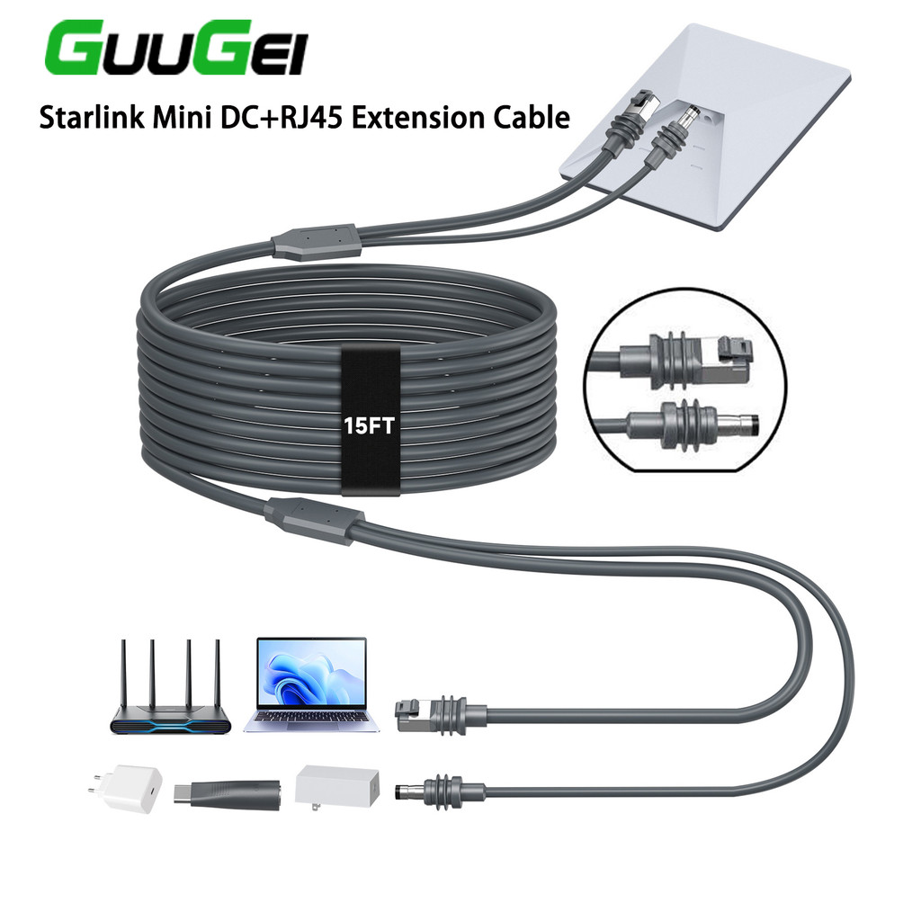 Guugei Cáp Starlink Mini 2 Trong 1 DC/RJ45 Sang DC/RJ45 Cáp Nối Dài Cáp Nguồn