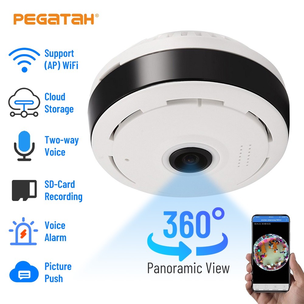 Camera IP an ninh 1080P V380 Pro, toàn cảnh 360°, giám sát ban đêm, hỗ trợ Wi-Fi