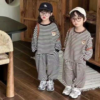 Bộ Quần Áo Dài Tay Bé Trai Bé Gái Từ 14–45kg – Kẻ Sọc Thời Trang, Hình Hottrend, Giá Gốc Tận Xưởng . Mặc Ở Nhà , Đi Chơi