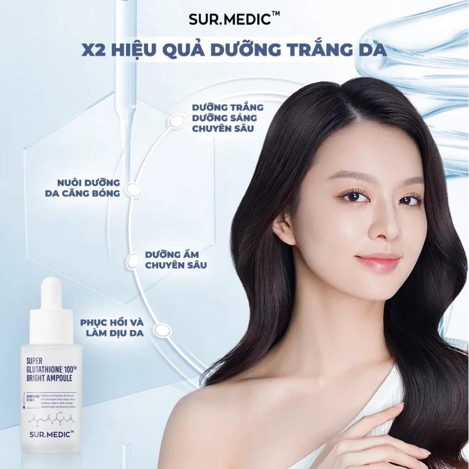 Ảnh 3 của Huyết Thanh Dưỡng Trắng SUR.MEDIC+ Super Glutathione Bright Ampoule serum làm sáng da, giảm thâm
