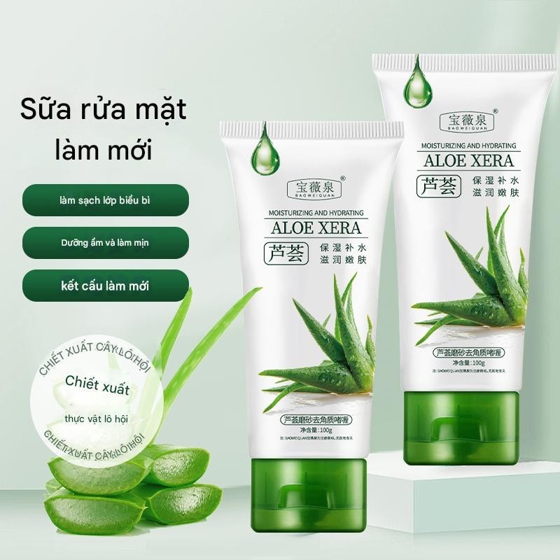 Aloe Xera Gel tẩy tế bào chết lô hội Thu nhỏ lỗ chân lông Làm sạch sâu Nhẹ nhàng Loại bỏ mụn đầu đen