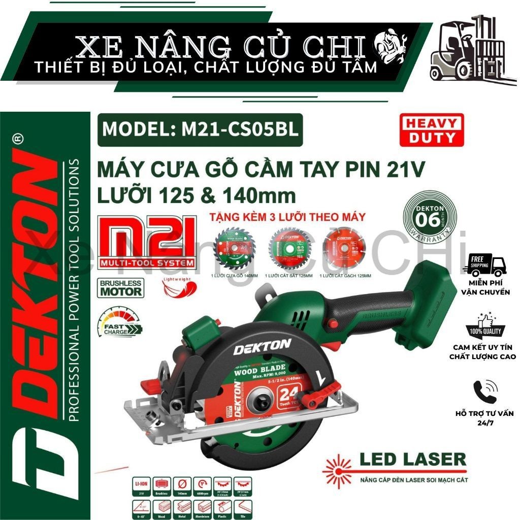 Máy cắt cầm tay đa năng Dekton M21-CS05BL, brushless, lưỡi cưa 125-140mm, đế sạc phổ thông Makita