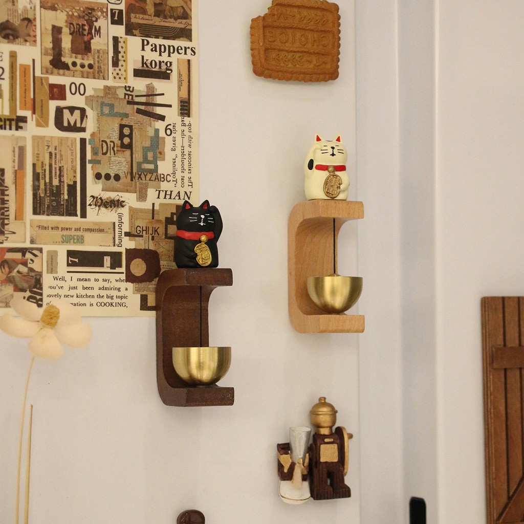 Phong Cách Nhật Bản zakka Gỗ Từ Chuông Mèo May Mắn Tủ Lạnh Miếng Dán Lối Vào Trang Trí Nhà Cửa Quà T
