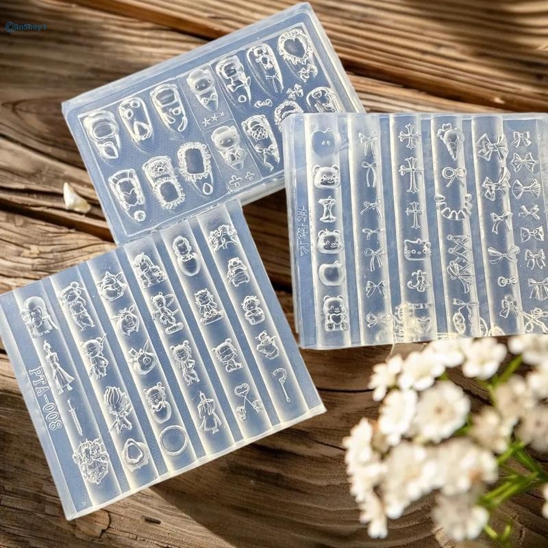 [InShop1] 1 Khuôn Làm Móng Tay Trung Quốc-Chic Animation Nut Bear Nail Art Mẫu 3D Silicone Relief DI