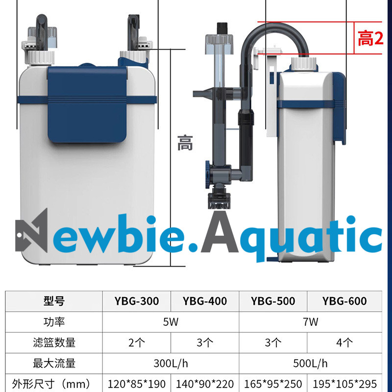 Lọc Treo SUNSUN YBG-300 , YBG-400 , YBG-500 , YBG-600 Lọc Đa Tầng Dành Cho Hồ Cá Và Hồ Rùa Siêu Êm, 