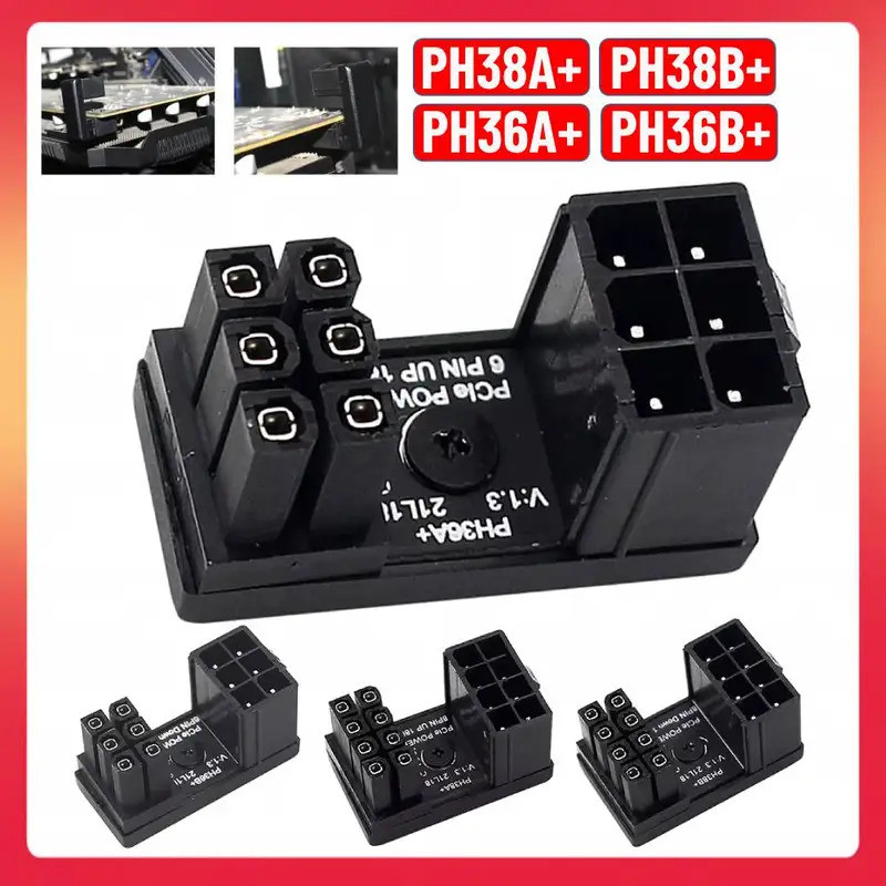 HUI Power Adapter Board 8 Pin GPU Power Connector 6 Pin GPU PCIe Góc 180 Độ cho PC Card đồ họa máy t