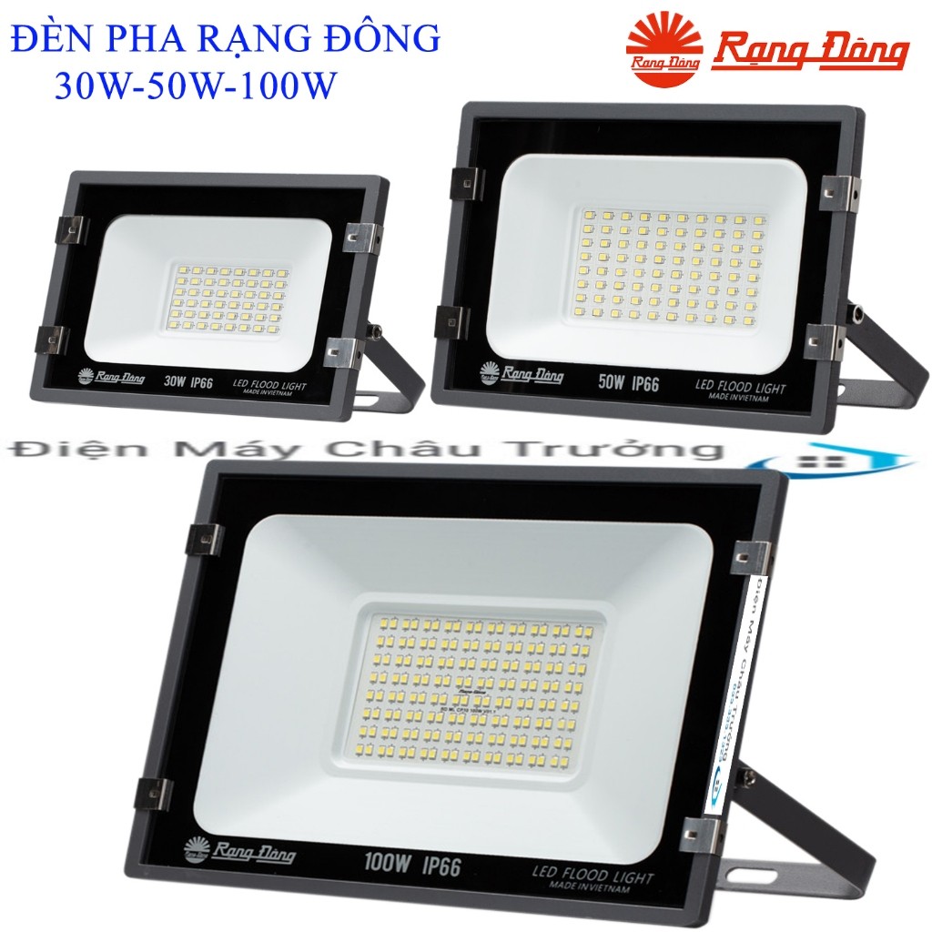 Đèn pha Led Rạng Đông 100w-50w-30W mã CP10 - Chống nước ngoài trời - Ánh sáng Trắng-Vàng