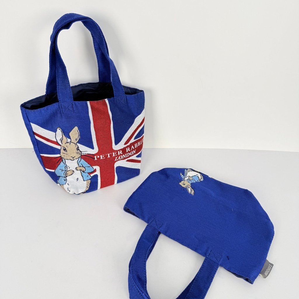 Peter Rabbit Peter Rabbit Phong cách Anh Quốc Túi Tote Mini hai mặt Union Jack Túi xách vải in hình