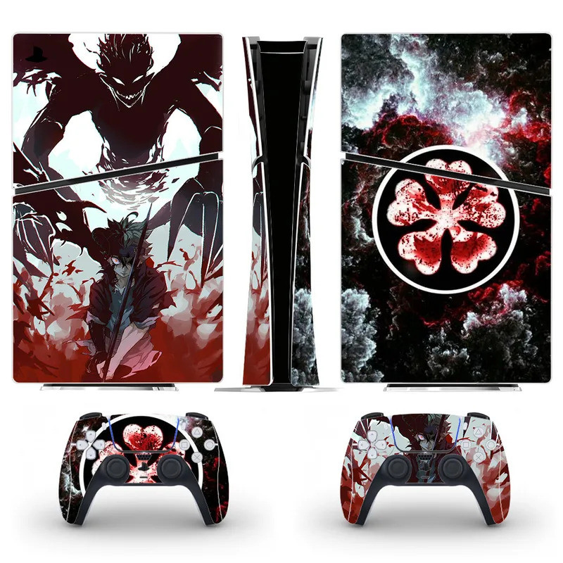 Anime Black Clover PS5 Slim Digital Skin Sticker cho Console & 2 Bộ điều khiển Decal Vinyl PS5 Slim 