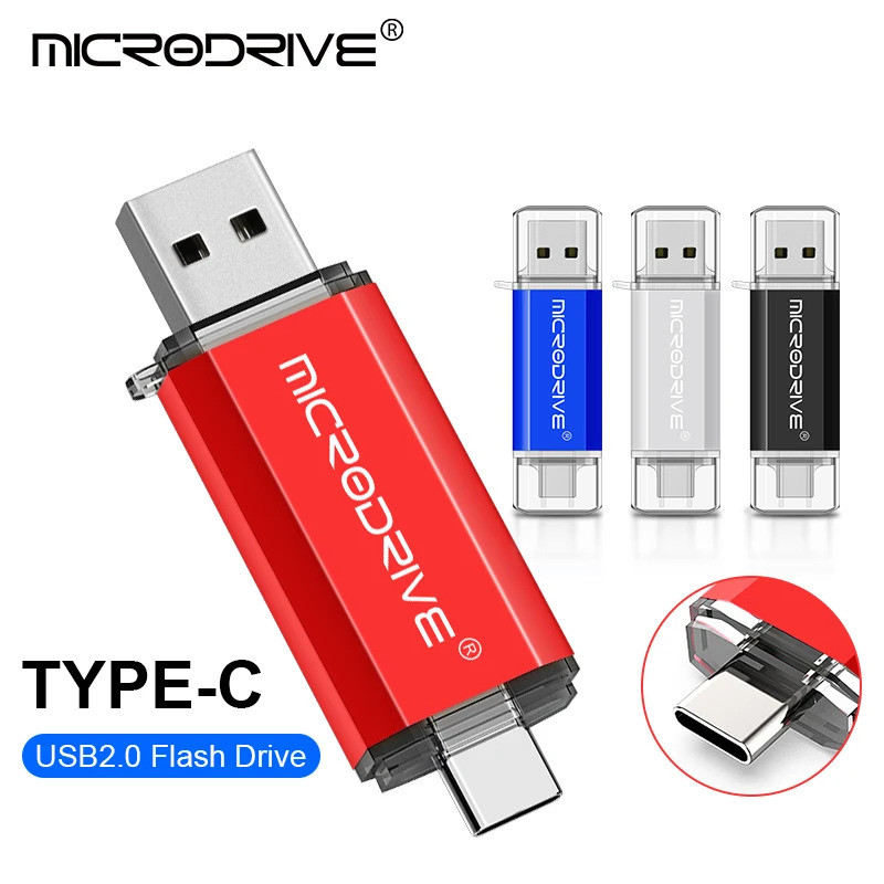 Ổ đĩa flash USB Type C OTG 2 TRONG 1 USB 2.0 Micro USB Pen Drive 128GB 64GB 32GB 16GB 8GB 4GB Ổ đĩa 
