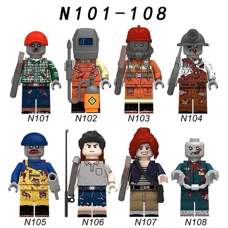 Halloween Zombie Zombie Zombie Sinh Hóa Lính Cứu Hỏa Người Sống sót Nhựa Chèn Khối Xây Dựng Minifigu