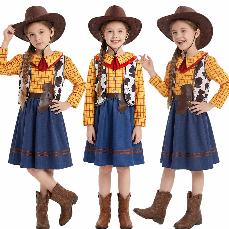 Halloween cosplay huy động trẻ em Woody dài tay đồ chơi ngắn tay huy động cao bồi Quần áo Woody