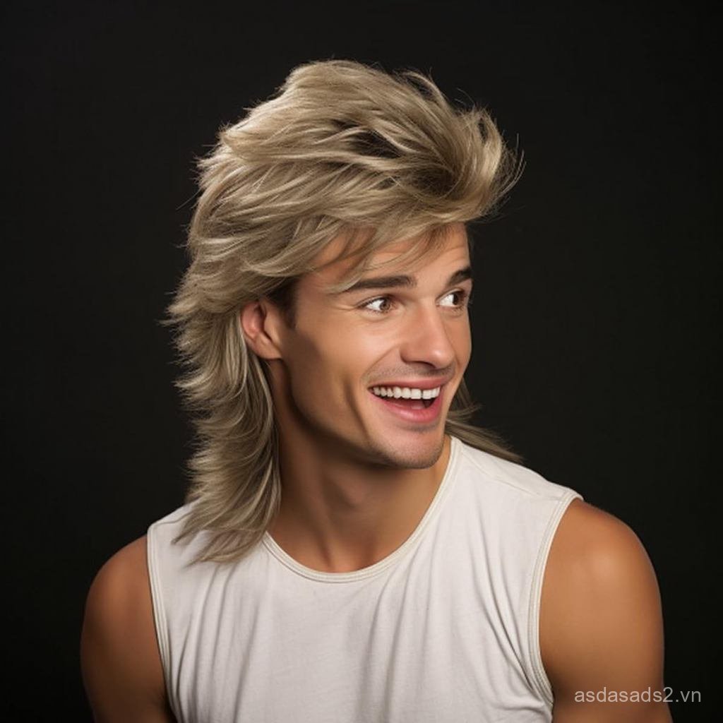 Tóc vàngMulletWig|Niềm vui dành cho nam|PopRockWig|JoeDirtWigfor70s & 80s|Cosplay & PartyWig BORE 4R