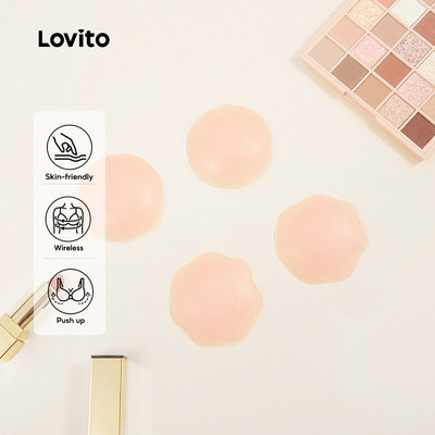 Lovito Phong cách thường ngày Miếng lót ngực silicon tự dính thân thiện với da 1 cặp dành cho nữ L12054 (Màu nude)