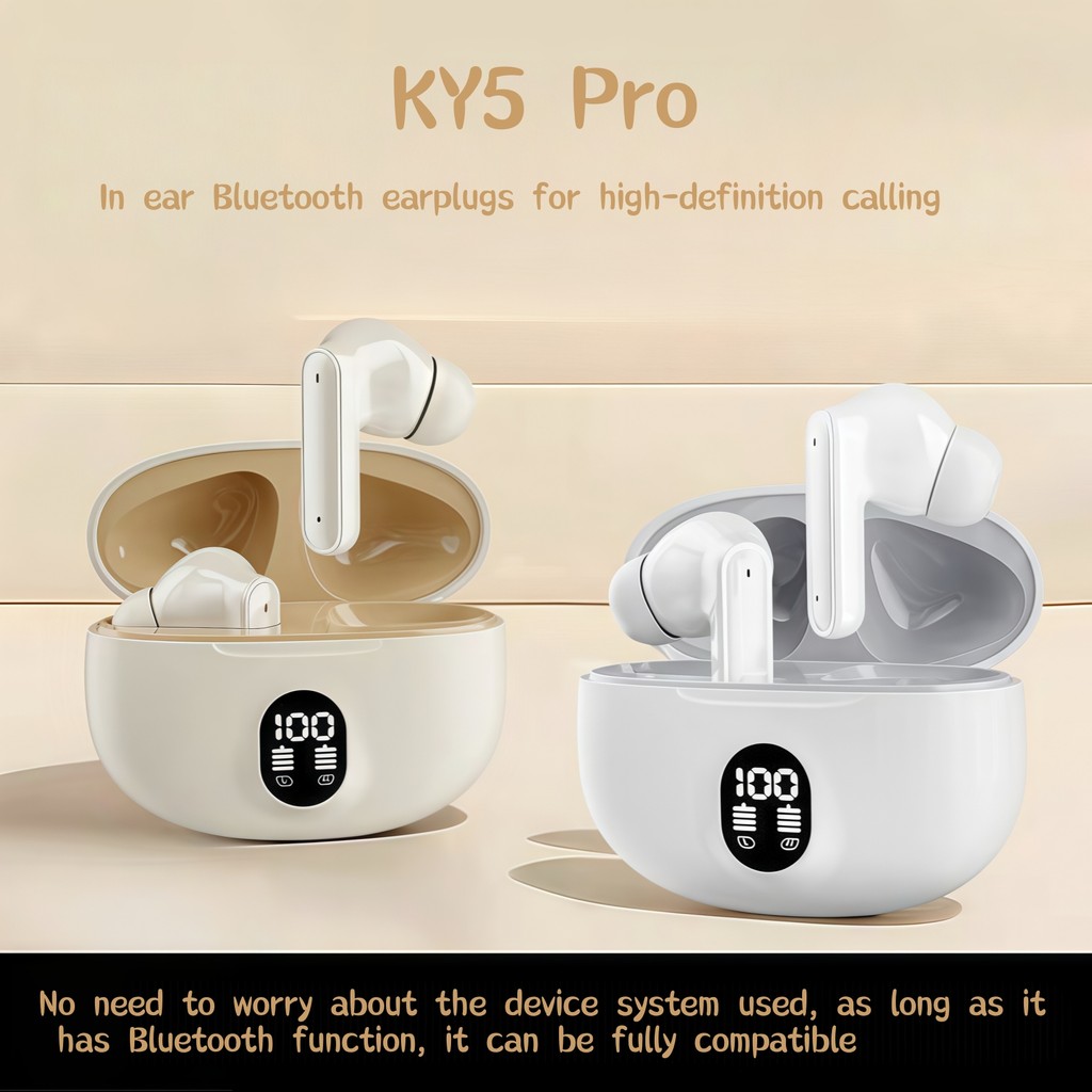 Tai nghe bluetooth không dây trong tai KY5 Pro, gọi rõ ràng, điều khiển cảm ứng, tai nghe silicon, t