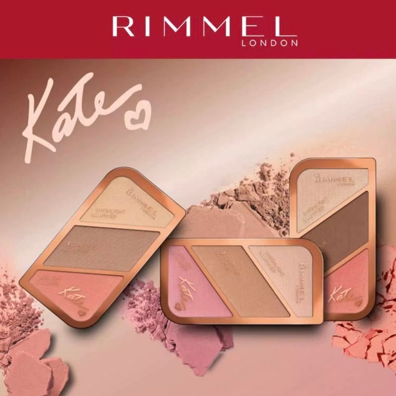 Bảng trang điểm viền Rimmel Rimmel Tricolor Highlighter Blush Contouring có thể được sử dụng làm phấ