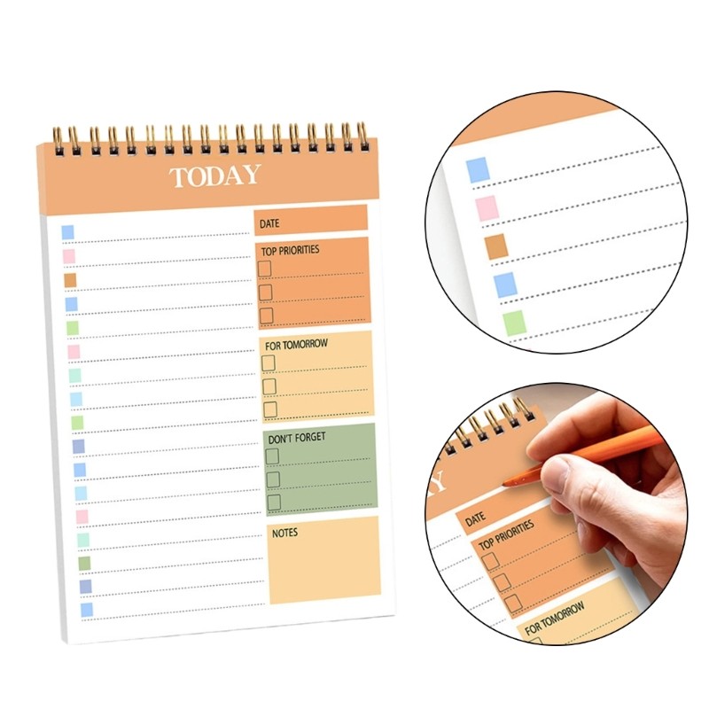 Silin Productivity Planner Notebook Twin Coil Binding Daily Planner 104 Page Lined