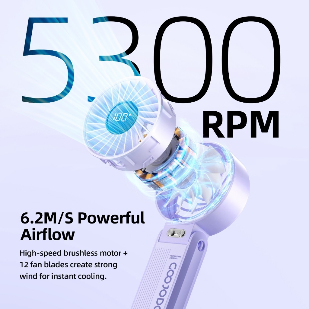 Quạt Goojodoq 4000mAh tốc độ cao Năng lượng mặt trời Quạt cầm tay Turbo100 Gear Wind có thể gập lại | BigBuy360 - bigbuy360.vn