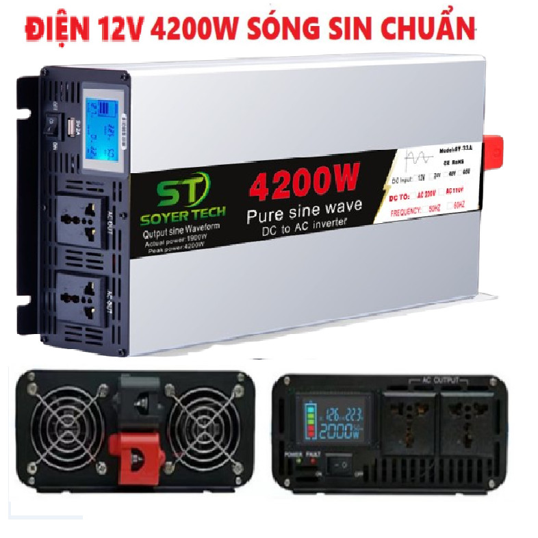 Bộ chuyển đổi điện Sin Chuẩn 4200W 12v ST33A SOYER TECH-Bộ Đổi Nguồn 12V sang 220V 4200w Sin Chuẩn -