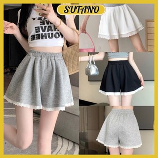 Quần short đùi nữ phối viền ren điệu đà chất nỉ 2 da cao cấp Q251 SUTANO