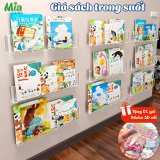 Giá Để Sách Trong Suốt Dán Tường MIA, Kệ Đựng Truyện Treo Tường Cho Bé Chất Liệu Nhựa Acrylic