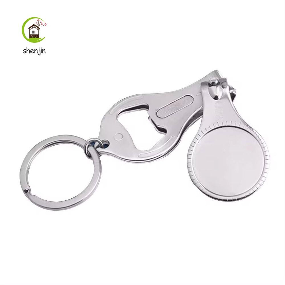 SHENJIN Dụng cụ mở nắp chai Kering, Móc khóa cắt móng tay hình tròn đa chức năng, Dụng cụ cắt móng c