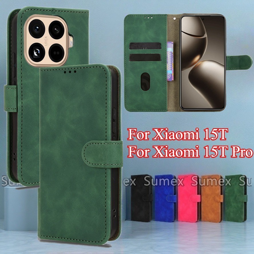 Bao Da Lật Cho Xiaomi 15T Xiaomi15T Pro 5G Ốp Điện Thoại Chống Sốc Chống Rơi Đứng Giá Đỡ Ví Từ Tính 