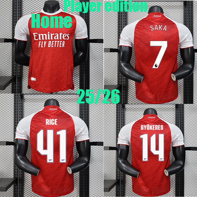 Arsenal Home Jersey Size 25/26 - Áo Thun Bóng Đá Cầu Thủ Ødegaard & Hơn