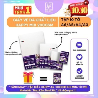  Giấy Vẽ Đa Chất Liệu Happy Multi-Purpose 200gsm Vẽ Màu Nước Gouache Chì Màu Marker Phấn Tiên Sáp Dầu 