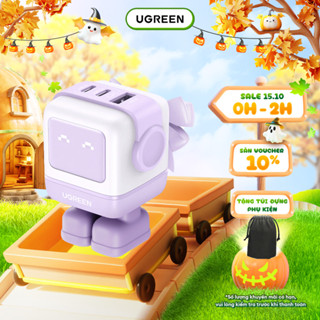 Củ sạc nhanh Robot 65W UGREEN GaN CD361 | Sạc đồng thời 3 thiết bị | Màn hình LCD | Bảo hành 18 tháng