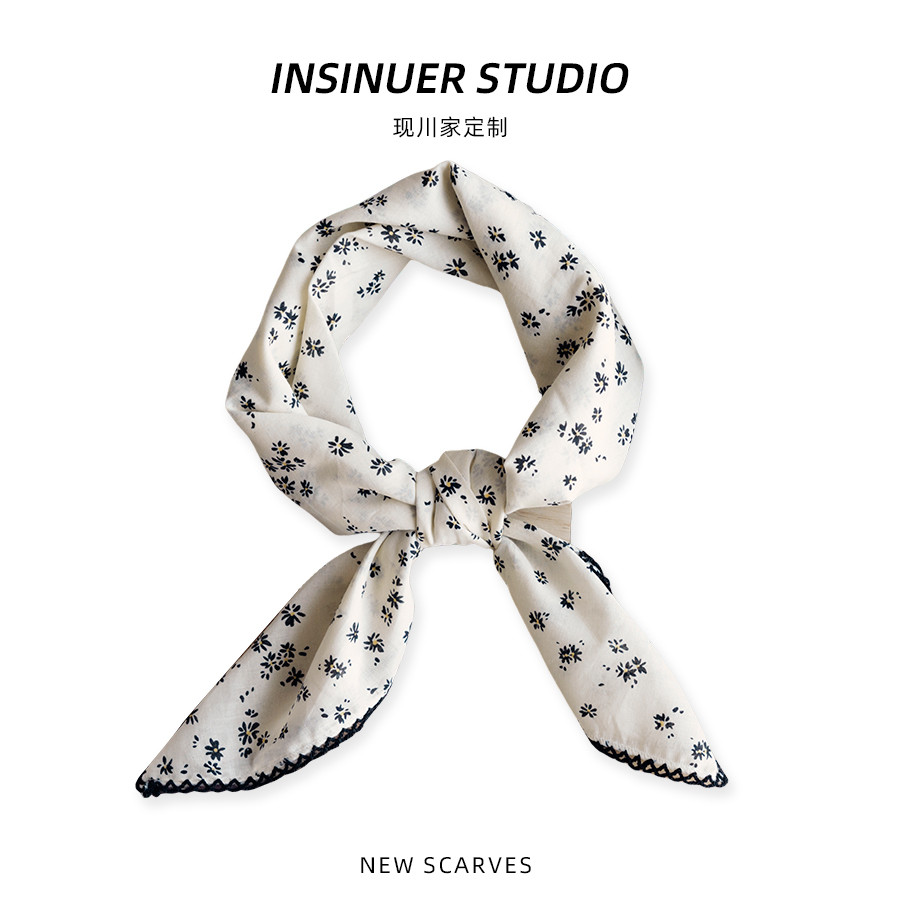 INSINUER {Ishihara Satomi Floral} Vải Cotton Khăn Vuông Nhỏ Phù Hợp Với Trang Trí Retro Khăn Turban 