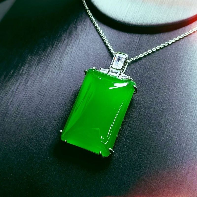 Wuwu Thương Hiệu Tự Nhiên Chalcedony Mặt Dây Chuyền An Toàn Bạc Sang Trọng Áo Len Dây Xích Đá Ngọc M