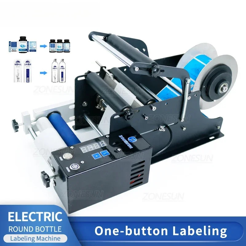 Semi Automatic Electric Bottle Sticker Labeling Machine Label Dropper Juice Glass Round  Bottle labe