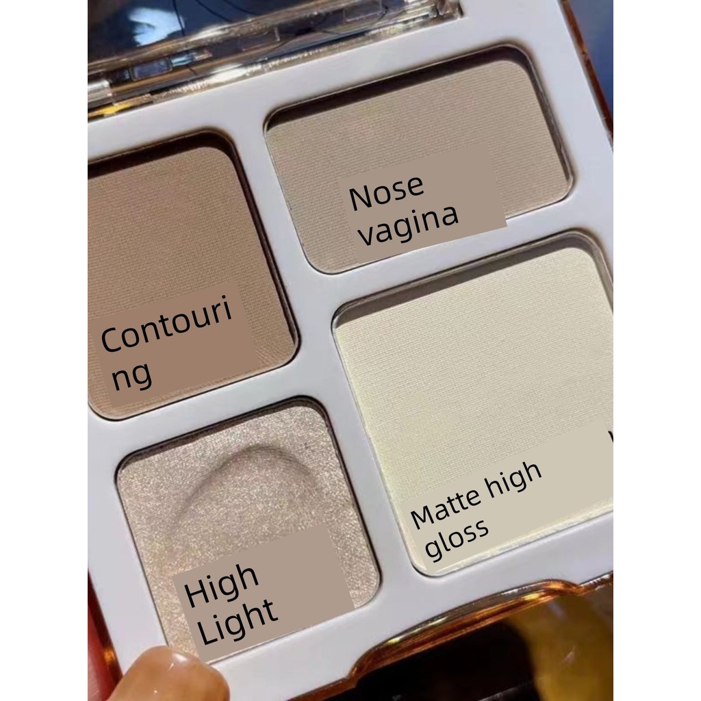 highlight bắt sáng bắt highlight Bảng phấn trang điểm 4 màu gồm highlight, tạo khối, tạo sống mũi ch