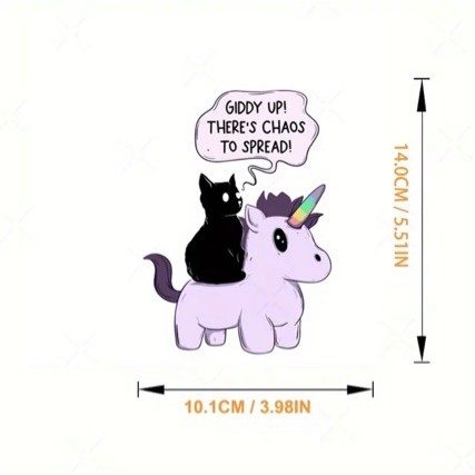 Máy khuếch tán hỗn loạn Giddy Up < Nhãn dán xe hơi PVC Mèo đen và Kỳ lân Nhãn dán xe JOF5