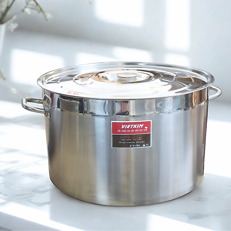 Nồi inox thấp 50cm đáy dày - 54L