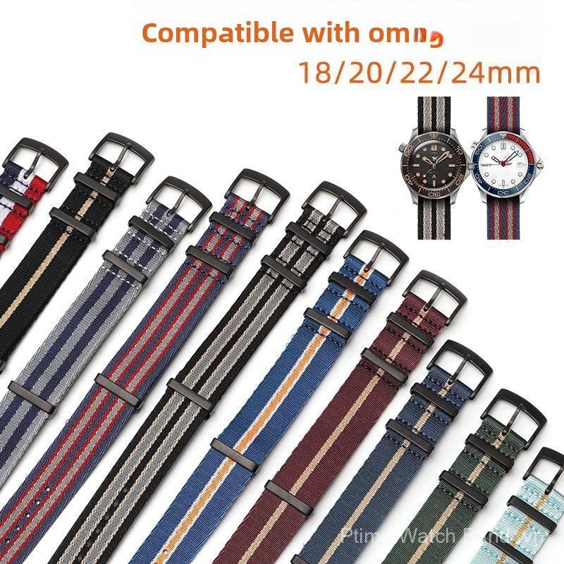 Dây đeo thay thế dệt Nylon NATO 18 / 20 / 22 / 24mm cho OM ~ Seamaster