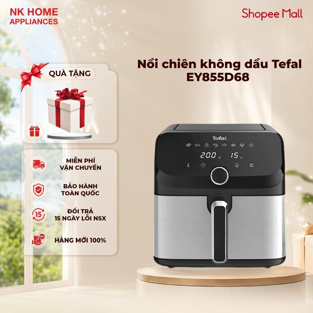 Nồi chiên không dầu điện tử Tefal EY855D68 EasyFry Mega 7.5L - Bảo hành 24 tháng