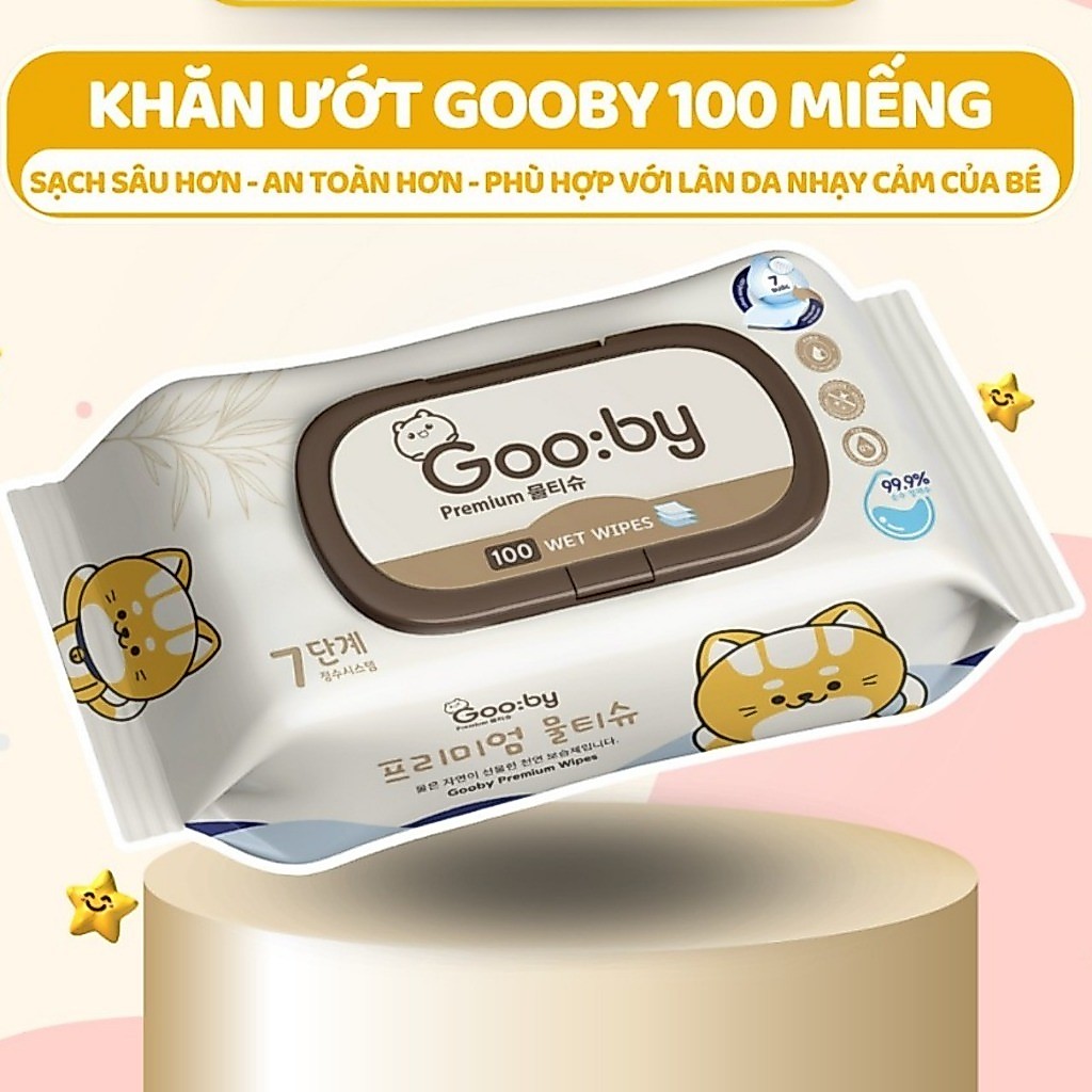 [ THANH LÝ QUÀ GOOBY ] Khăn ướt Gooby cao cấp 60 tờ và 100 tờ chính hãng